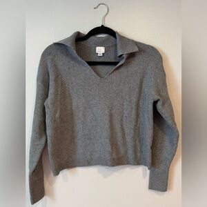 A New Day Stretchy Knit Cropped Gray Collar Sweater Size Small